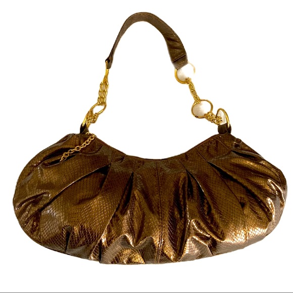 giannini Handbags - Giannini Gold Faux Leather Snakeskin Bag